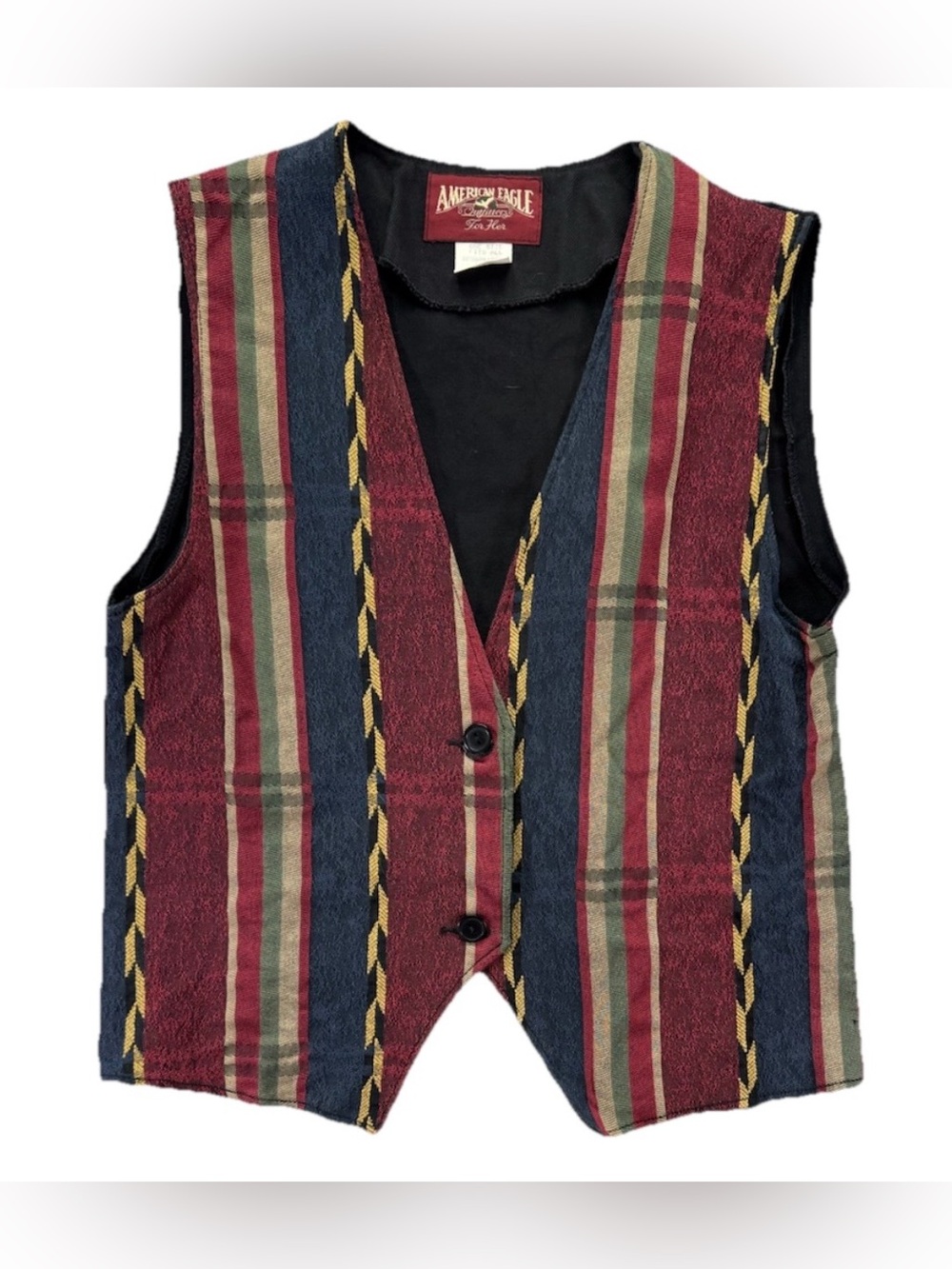Vintage American Eagle Striped Tapestry Vest Women's One Size Western Boho